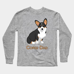 Cute Black Tricolor Pembroke Corgi Dog Dad Long Sleeve T-Shirt